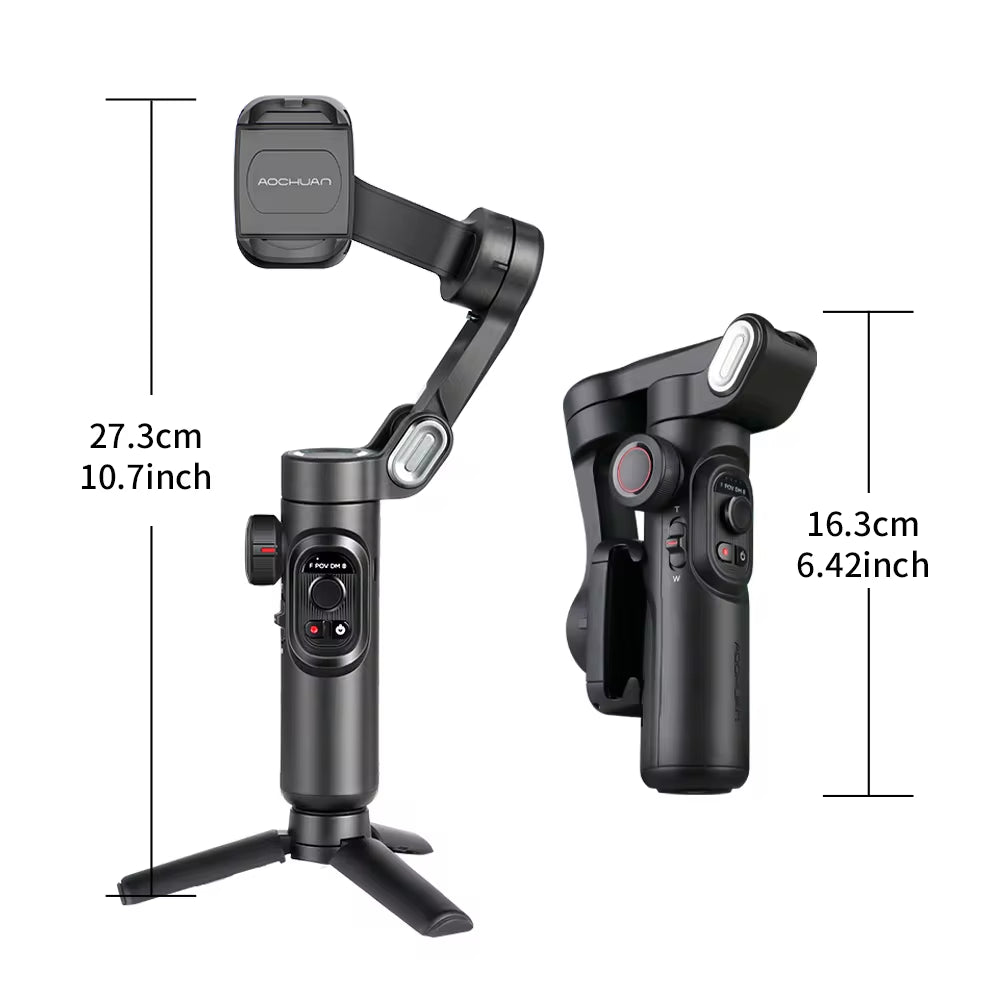 AOCHUAN 3-Axis Handheld Gimbal Stabilizer with Fill Light - Perfect for iPhone, Android, TikTok & Vlogging!