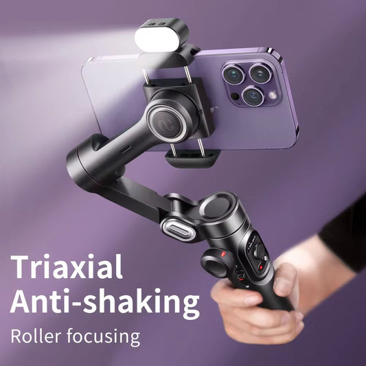 AOCHUAN 3-Axis Handheld Gimbal Stabilizer with Fill Light - Perfect for iPhone, Android, TikTok & Vlogging!