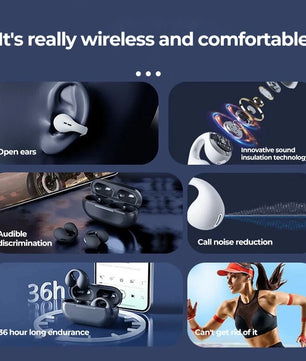Q71 TWS Bone Conduction Bluetooth Earphones HiFi Stereo Ear Clip Earbud Sports Wireless Headphones Mini Noise Cancelling Headset