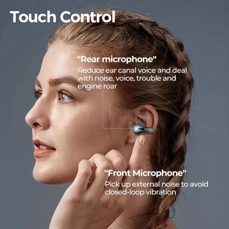 Q71 TWS Bone Conduction Bluetooth Earphones HiFi Stereo Ear Clip Earbud Sports Wireless Headphones Mini Noise Cancelling Headset