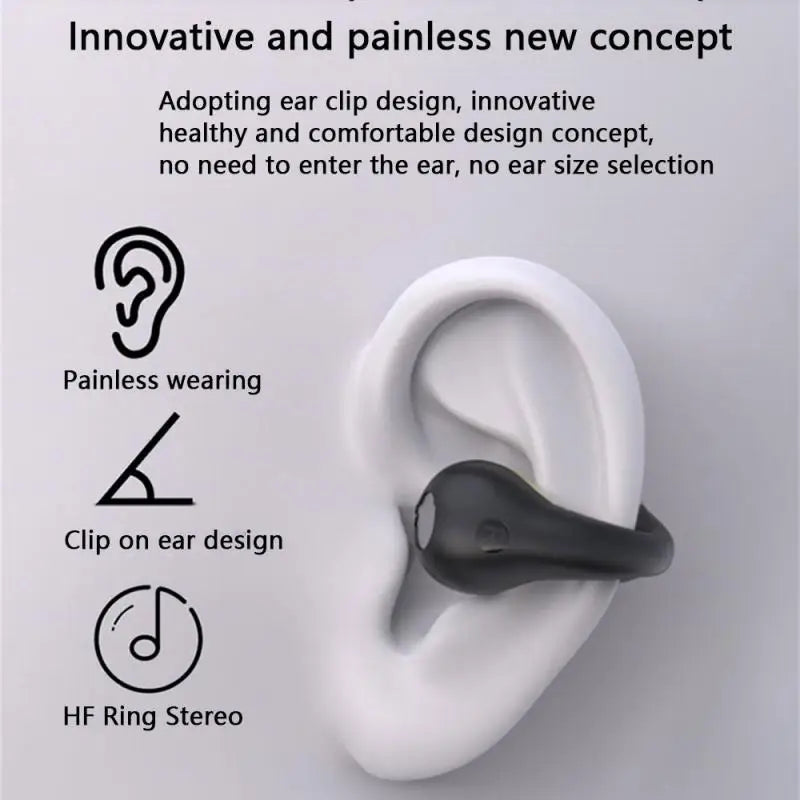 Q71 TWS Bone Conduction Bluetooth Earphones HiFi Stereo Ear Clip Earbud Sports Wireless Headphones Mini Noise Cancelling Headset