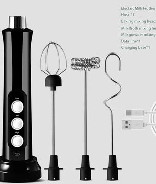 3 In 1 Portable Rechargeable Electric Milk Frother Foam Maker Handheld Foamer High Speeds Drink Mixer Coffee Frothing Wand