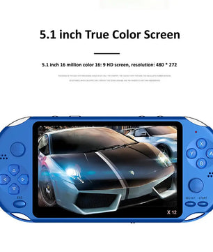 X12 Video Game 5.1" LCD Double Rocker Portable Mini Handheld Retro Game Console Video MP5 Player TF Card for GBA/NES 3000 Games