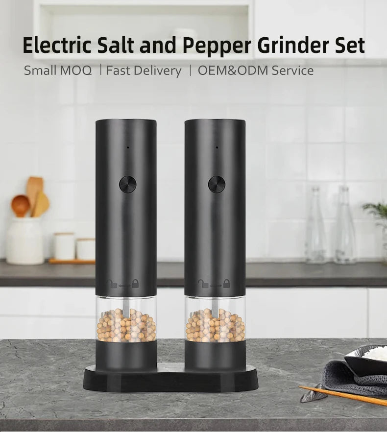 New Rechargeable Electric Salt and Pepper Grinder Adjustable Coarseness Large Capacity Auto Spices Grinders Kitchen Cooking Tool