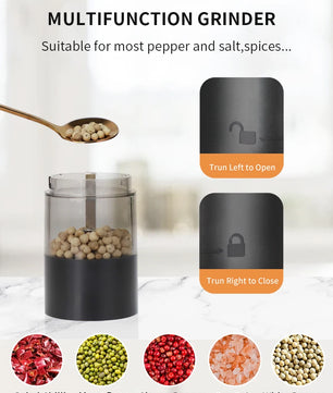 New Rechargeable Electric Salt and Pepper Grinder Adjustable Coarseness Large Capacity Auto Spices Grinders Kitchen Cooking Tool