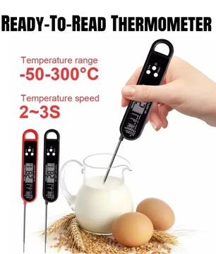 Waterproof Digital Food Kitchen Thermometer For Oven Meat Cooking Grilling With Rotating LCD Screen Alarm Function