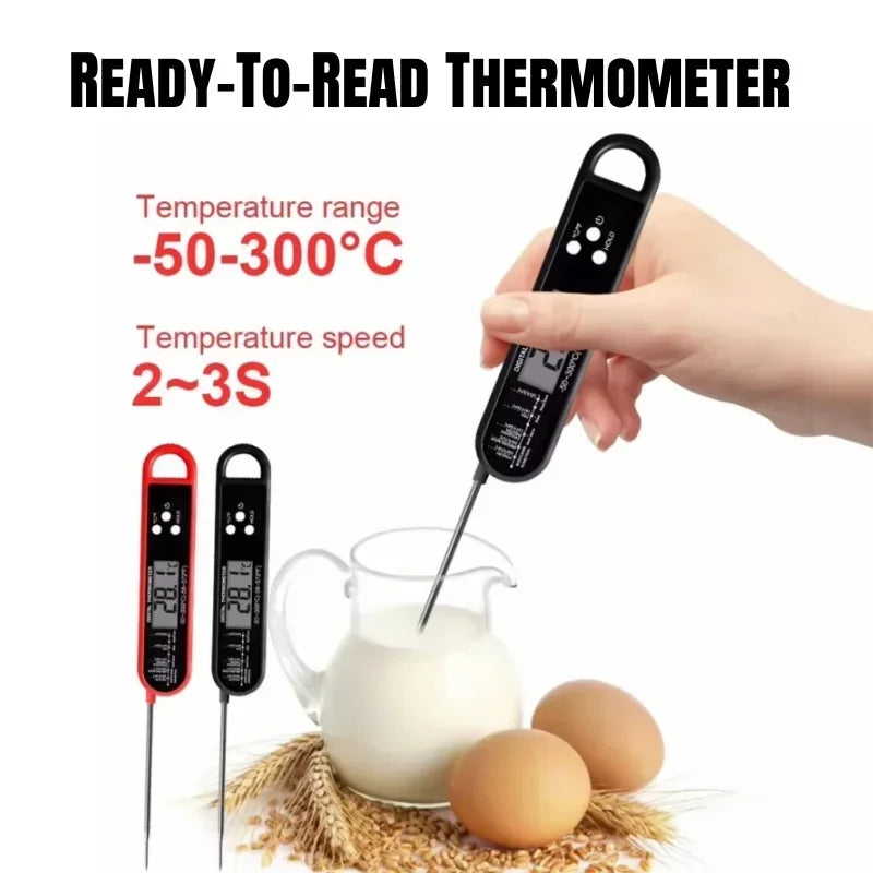 Waterproof Digital Food Kitchen Thermometer For Oven Meat Cooking Grilling With Rotating LCD Screen Alarm Function