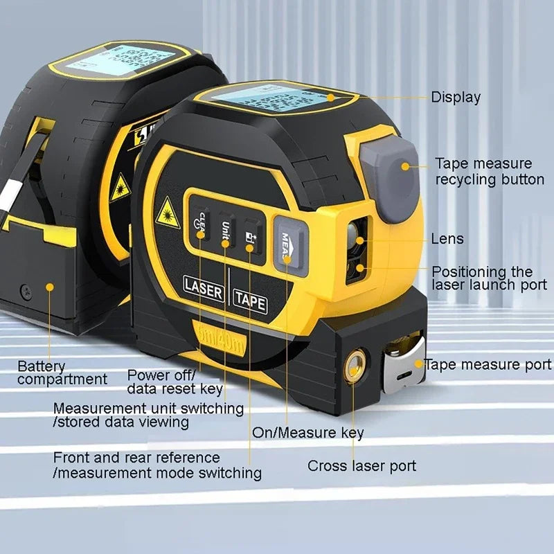 3-in-1 Laser Tape Measure – High-Precision Rangefinder