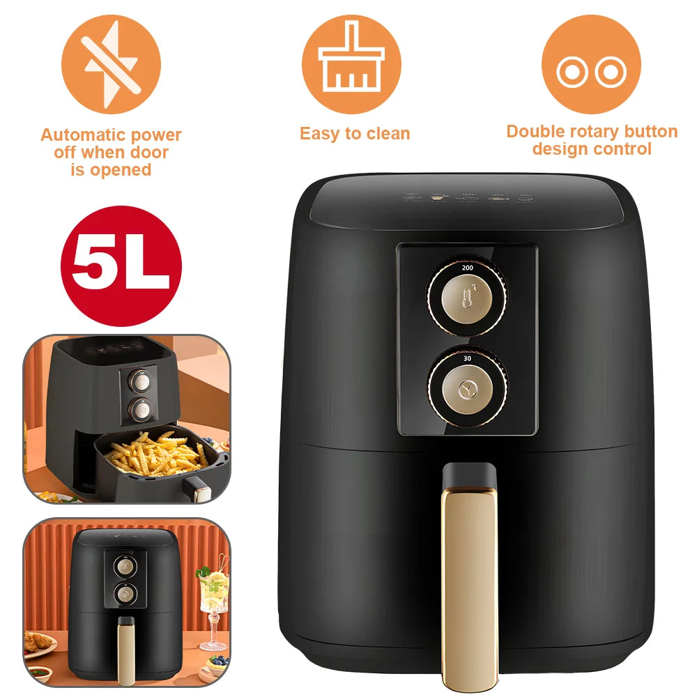 5L air fryer 1500W 220-240V Electric Fryer Air Fryer Home Oil-Free air fryer temperature adjustment 30 Minute Timer