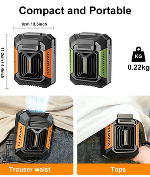 Waist Clip Fan Portable Mini Hanging Neck Fan USB Rechargeable Fan Small Outdoor Camping Waist Fan with Power Bank LED Light