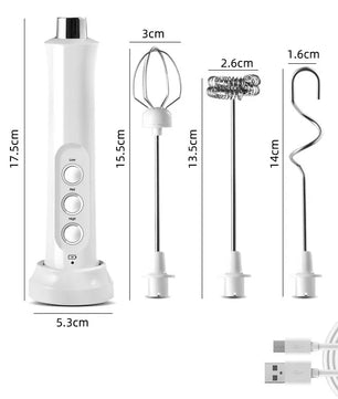 3 In 1 Portable Rechargeable Electric Milk Frother Foam Maker Handheld Foamer High Speeds Drink Mixer Coffee Frothing Wand