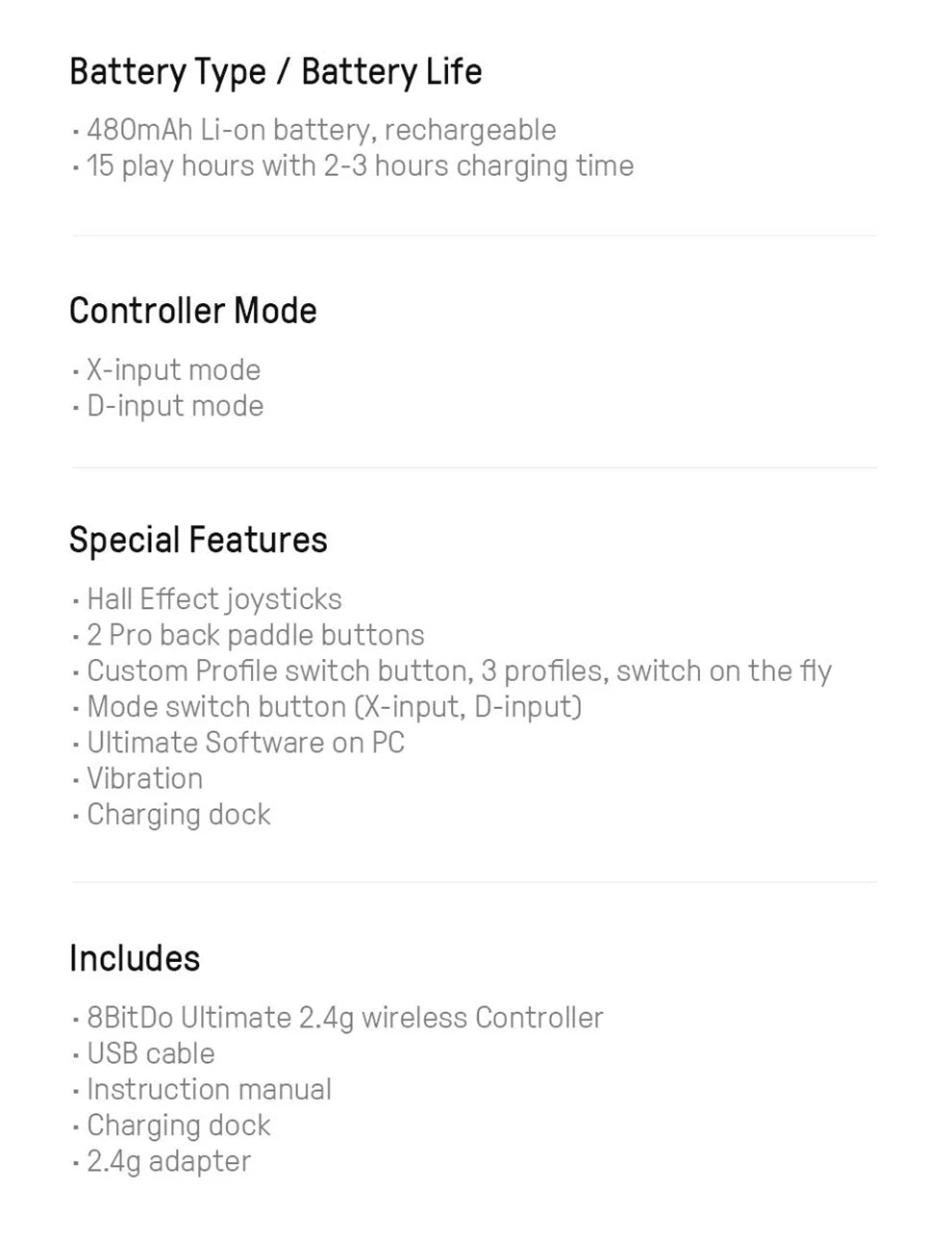 8BitDo Ultimate 2.4G Wireless Hall Effect Controller 100% Original  for PC, Windows Steam Deck, Android iPhone