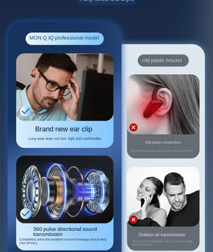 Q71 TWS Bone Conduction Bluetooth Earphones HiFi Stereo Ear Clip Earbud Sports Wireless Headphones Mini Noise Cancelling Headset
