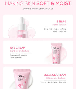 3pcs/set LAIKOU Vitamin C 24K Golden Sakura Skin Care Sets Face Cream