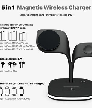 Magnetic 3 in 1 Wireless Charger For iPhone 16 15 14 13 12 Pro Max Fast Wireless Charging Station For Apple Watch 9 /AirPods Pro