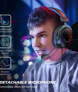 FIFINE Headset,3.5 mm jack&USB Headphone with 7.1 Surround Sound/volum contral/Mute switch for PC/MAC/PS4/PS5 Mixer-H9