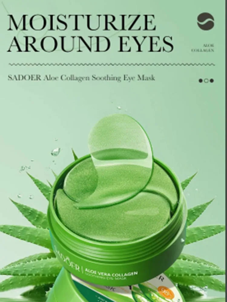 60pcs Aloe Vera Collagen Eye Mask Anti Dark Circles Eyes Bags Moisturizing