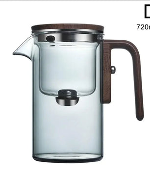 Glass Teapot with Magnetic Switch & Wood Handle – Tea Separation & Filtration