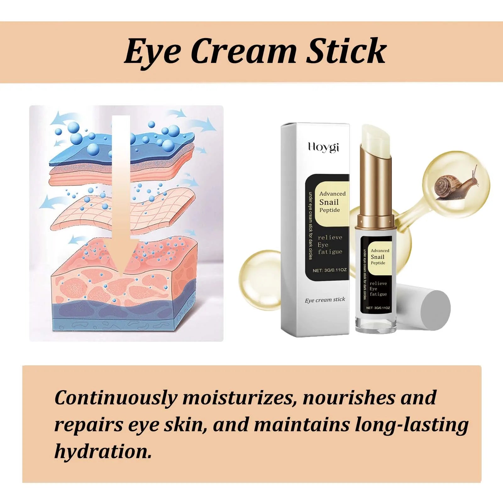 Snail Eye Cream Stick Collagen Fade Fine Lines Wrinkle Lightening Dark Circles