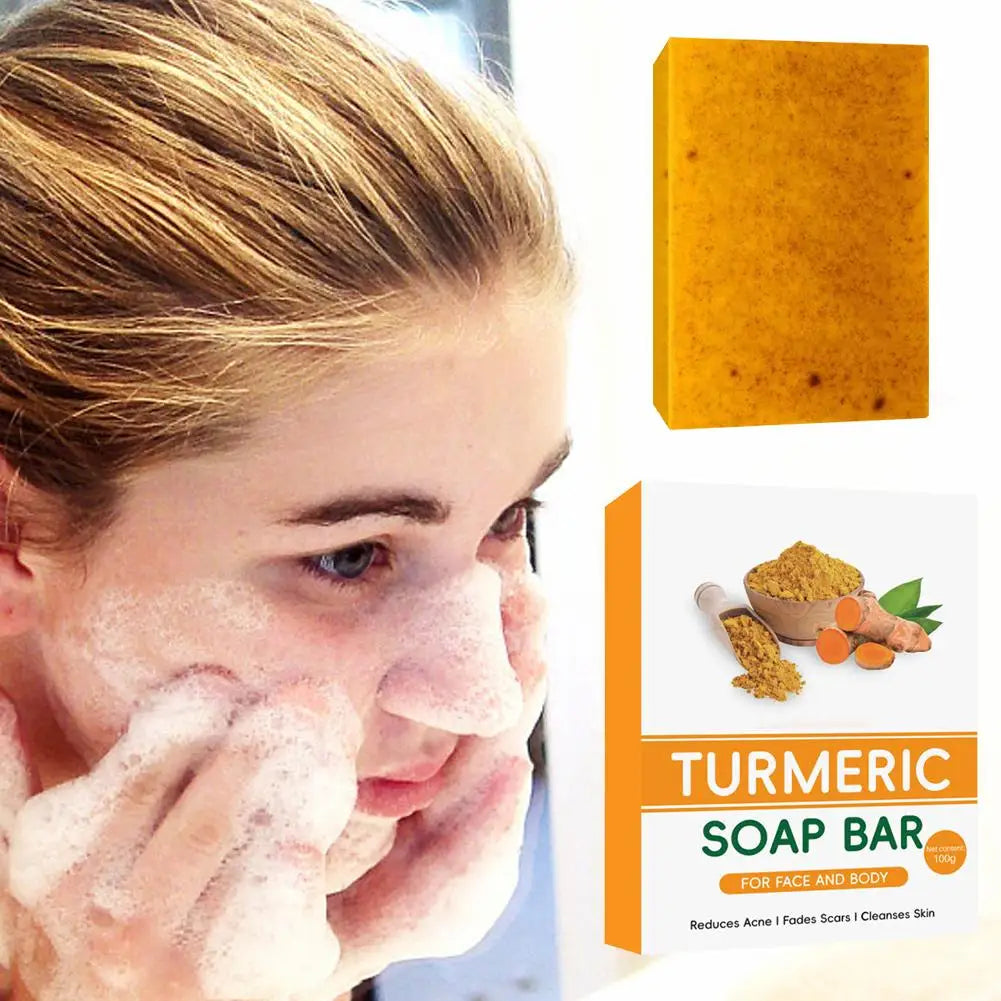 Turmeric Soap Face Cleansing Anti Acne Whitening Skin Lightening Face Remove