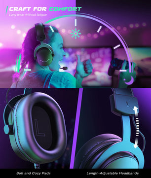 FIFINE Headset,3.5 mm jack&USB Headphone with 7.1 Surround Sound/volum contral/Mute switch for PC/MAC/PS4/PS5 Mixer-H9
