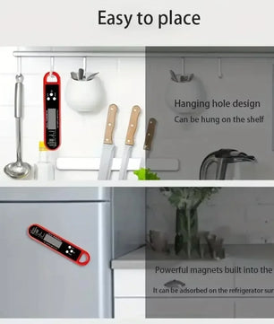 Waterproof Digital Food Kitchen Thermometer For Oven Meat Cooking Grilling With Rotating LCD Screen Alarm Function