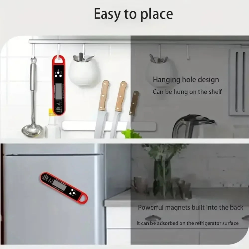 Waterproof Digital Food Kitchen Thermometer For Oven Meat Cooking Grilling With Rotating LCD Screen Alarm Function