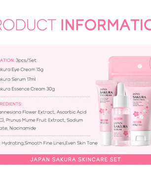 3pcs/set LAIKOU Vitamin C 24K Golden Sakura Skin Care Sets Face Cream