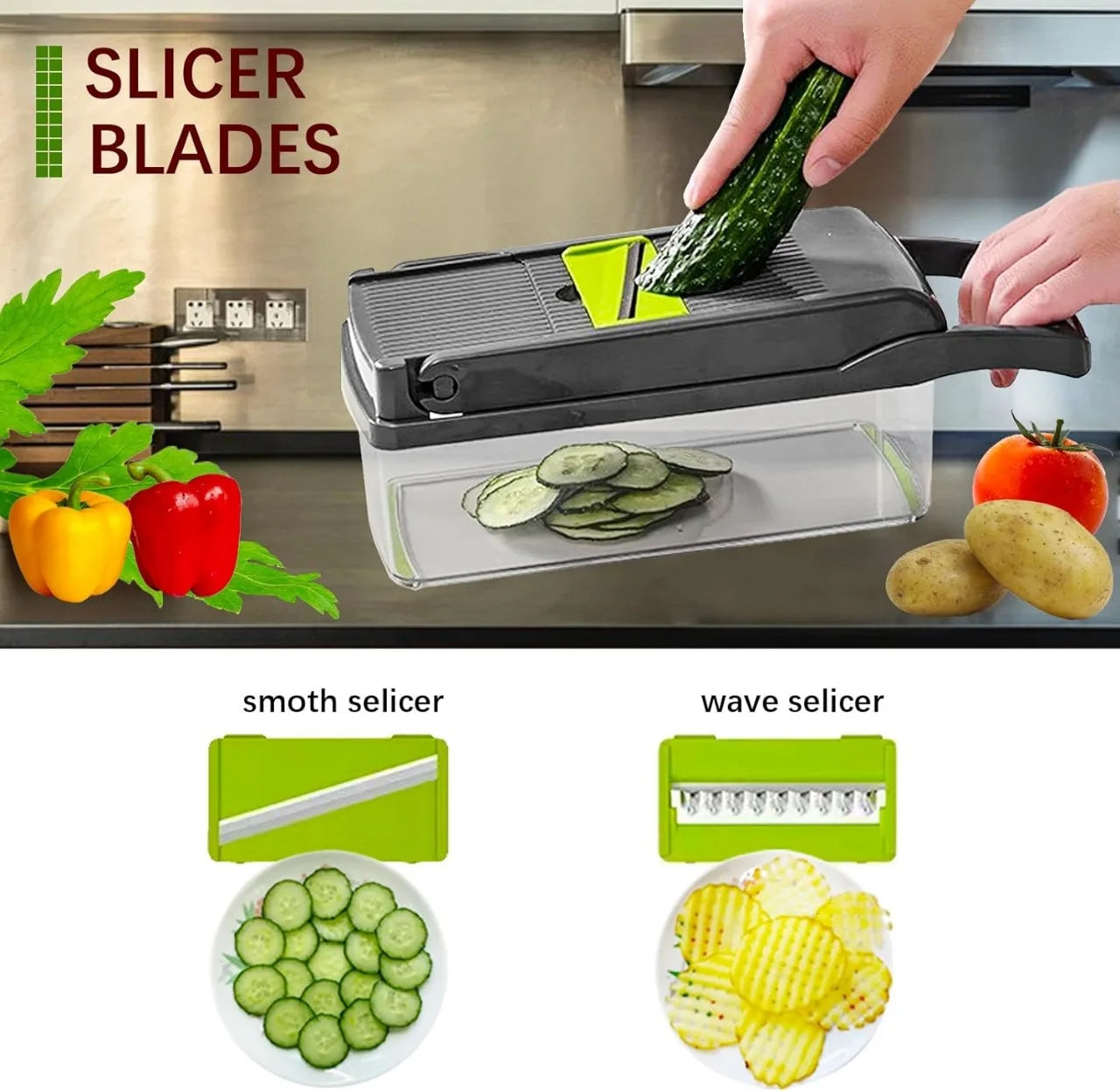 14Set of multifunctional grater, potato shredded vegetables, dicing, handy gadget slicer, kitchen for home, lazy shredding