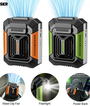 Waist Clip Fan Portable Mini Hanging Neck Fan USB Rechargeable Fan Small Outdoor Camping Waist Fan with Power Bank LED Light
