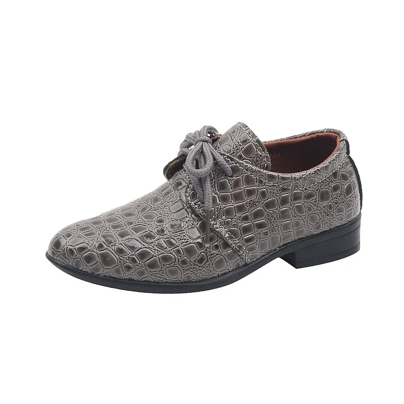 Boys Leather Shoes for Party Wedding Shows Catwalk Cool Lace-up Classic Kids Fashion Casual Shoes Loafers 2023 Children Dress PU