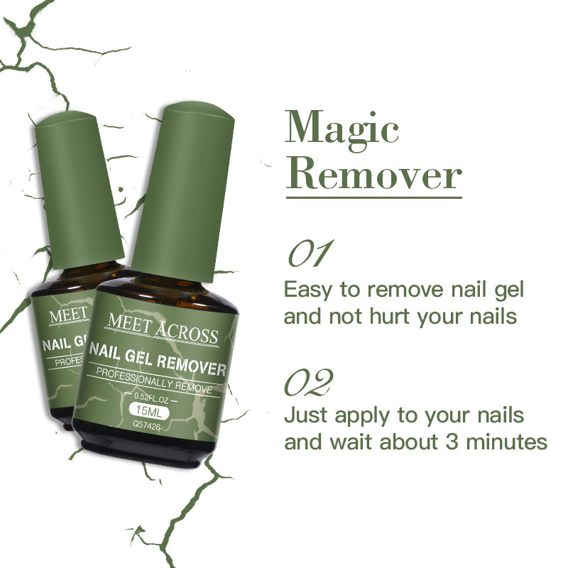 MEET ACROSS 15ml Magic Fast Nail Gel Polish Remover Clean UV Soak