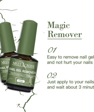 MEET ACROSS 15ml Magic Fast Nail Gel Polish Remover Clean UV Soak