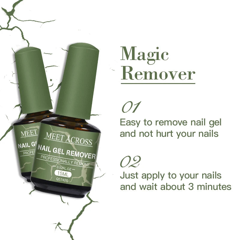 MEET ACROSS 15ml Magic Fast Nail Gel Polish Remover Clean UV Soak