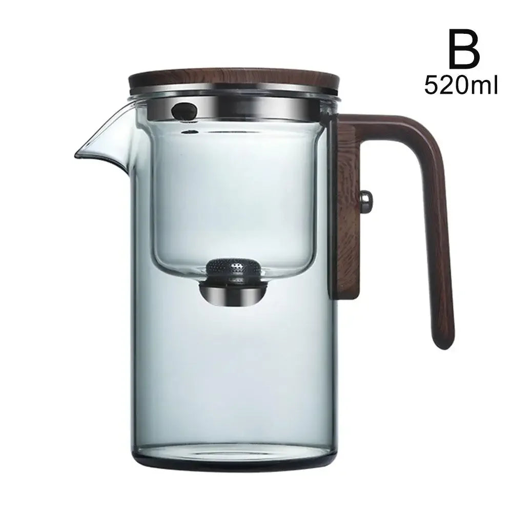 Glass Teapot with Magnetic Switch & Wood Handle – Tea Separation & Filtration