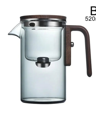 Glass Teapot with Magnetic Switch & Wood Handle – Tea Separation & Filtration