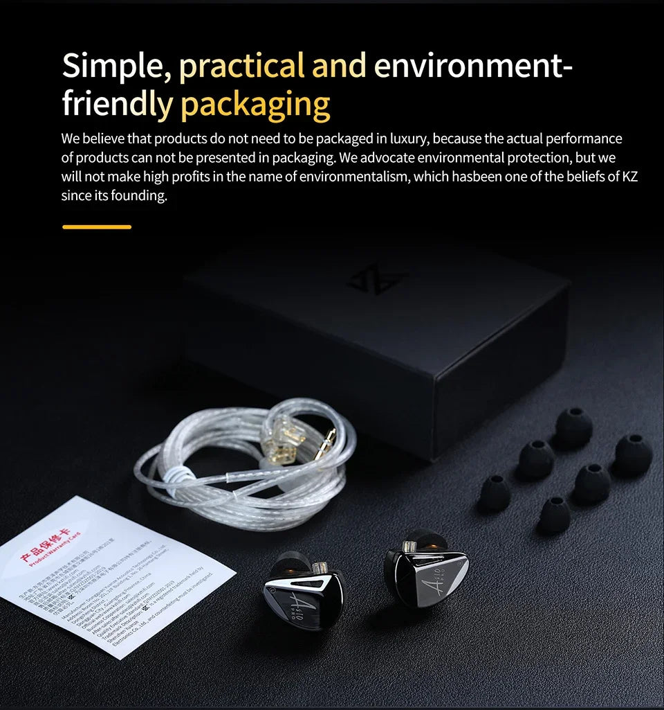 KZ AS10 PRO 5BA IEM In-Ear Monitor HiFi Bass Stereo Earphones Wired Earbuds with Silver-plated Cable for Audiophiles Musicians