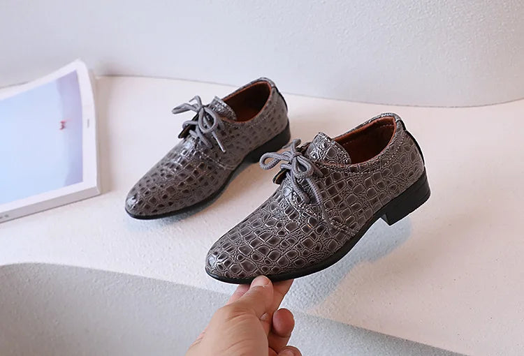Boys Leather Shoes for Party Wedding Shows Catwalk Cool Lace-up Classic Kids Fashion Casual Shoes Loafers 2023 Children Dress PU