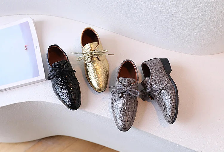 Boys Leather Shoes for Party Wedding Shows Catwalk Cool Lace-up Classic Kids Fashion Casual Shoes Loafers 2023 Children Dress PU