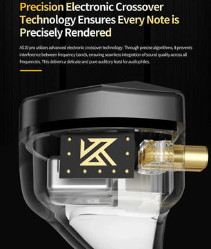 KZ AS10 PRO 5BA IEM In-Ear Monitor HiFi Bass Stereo Earphones Wired Earbuds with Silver-plated Cable for Audiophiles Musicians
