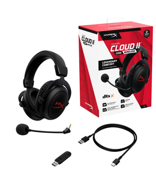 HyperX Cloud II Core Wireless Headset Gaming USB for PC Windows Computer Gamer Detachable Noise Cancelling Microphone DTS Headph
