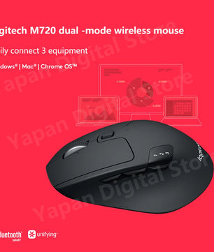 Logitech M720 Wireless Mouse 2.4GHz Bluetooth 1000DPI Gaming Mice Unifying Dual Mode Multi-device Office Gaming Mouse for PC