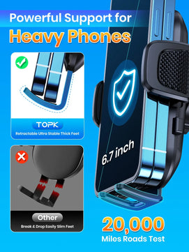 Topk Car Phone Holder - Gravity Stand for Dashboard & Vent