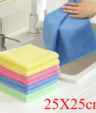 5/10/20pcs Kitchen Towel, Ultra-fine Fiber Light Gray Cleaning Cloth Set, Absorbent, Soft And Stain-removing Cloth