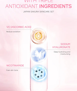 3pcs/set LAIKOU Vitamin C 24K Golden Sakura Skin Care Sets Face Cream