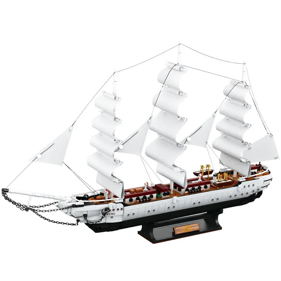 Sailboat Building Toys For Kids 1672pcs 66cm White Swan Sailing Ship Building Blocks MOC Bricks Educational Toys Home Decoration