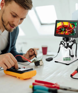TOMLOV DM9 Digital USB Electronic Microscope 1080P 7" LCD Display 1200X Magnification Microscopio for Phone Repairing