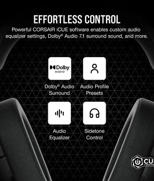 Corsair HS55 Surround Gaming Headset (Leatherette Memory Foam Ear Pads, Dolby Audio 7.1 Surround Sound on PC and Mac