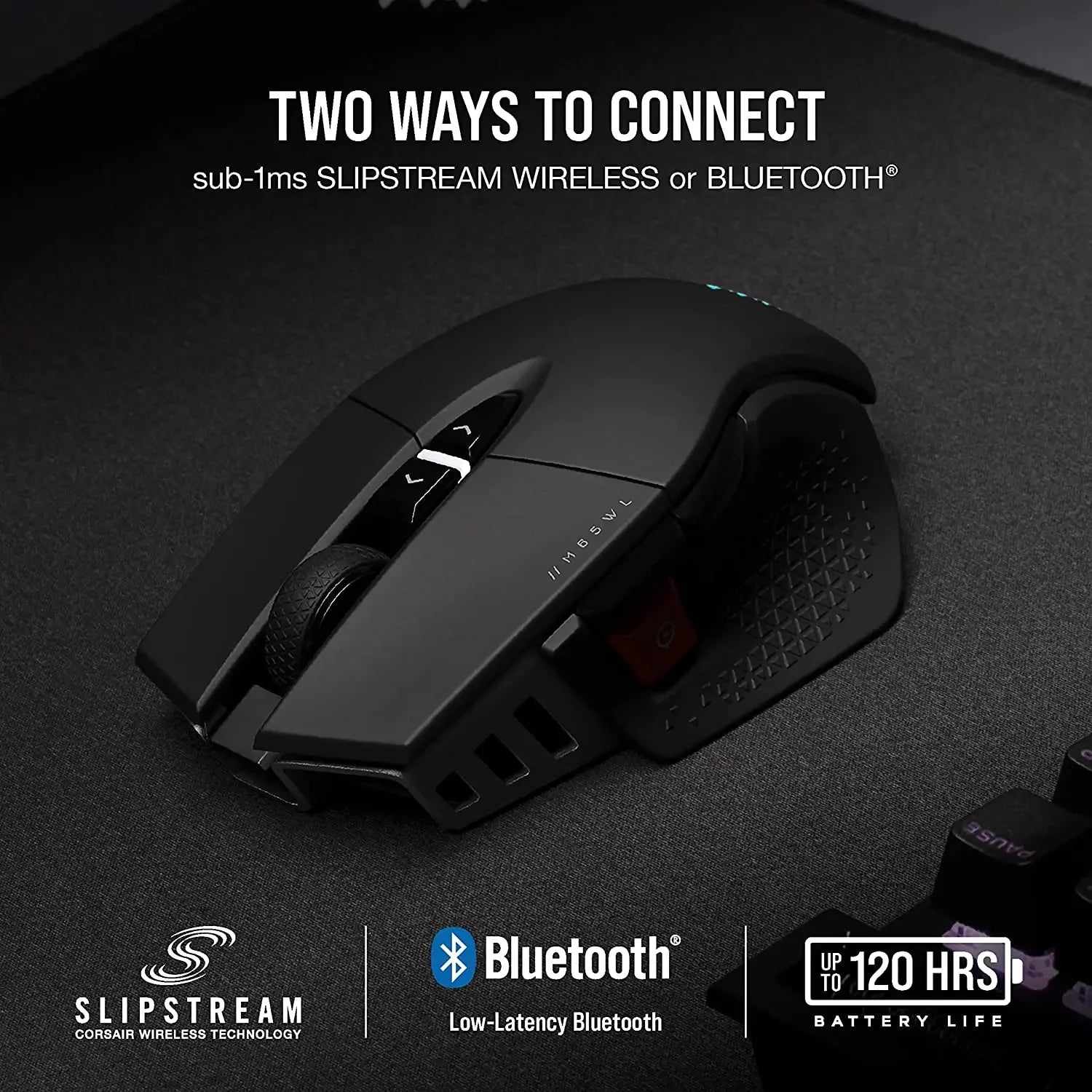 Corsair M65 RGB Ultra Wireless Tunable FPS Wireless Gaming MouseSub-1ms Slipstream Wireless Technology 26,000 DPI -White/Black