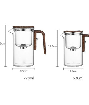 Glass Teapot with Magnetic Switch & Wood Handle – Tea Separation & Filtration